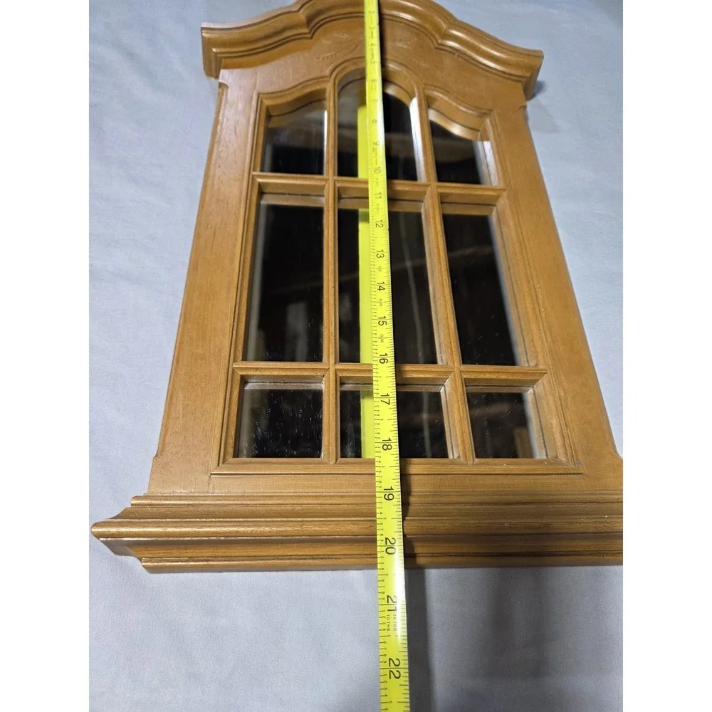 Vintage MCM Homco Cathedral Window 9 Pane Wall Haning Mirror Wood Look ~ Retro